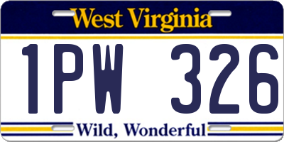 WV license plate 1PW326