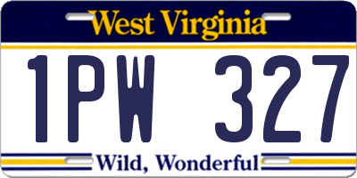 WV license plate 1PW327