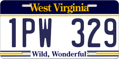 WV license plate 1PW329