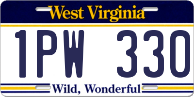 WV license plate 1PW330