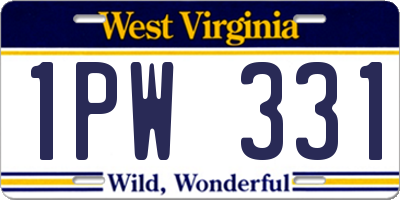 WV license plate 1PW331