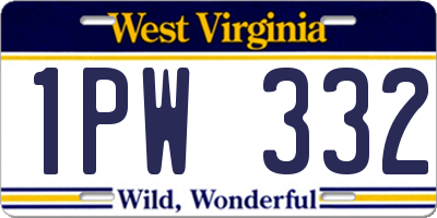 WV license plate 1PW332