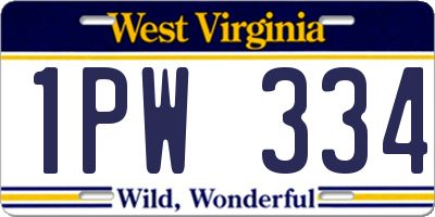 WV license plate 1PW334