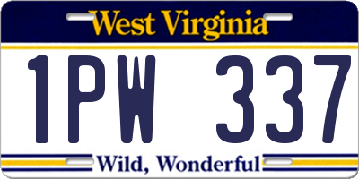 WV license plate 1PW337