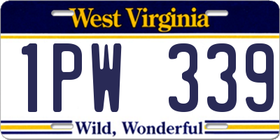 WV license plate 1PW339