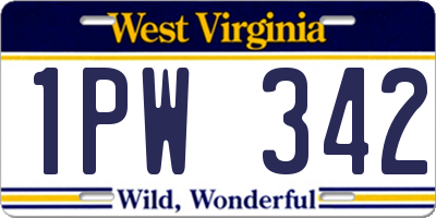 WV license plate 1PW342