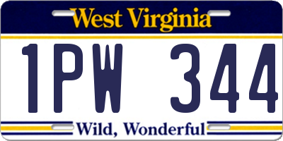 WV license plate 1PW344