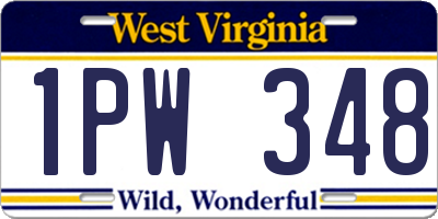 WV license plate 1PW348