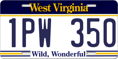 WV license plate 1PW350