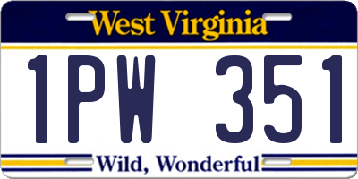 WV license plate 1PW351