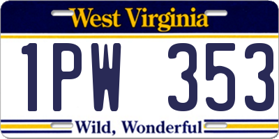 WV license plate 1PW353