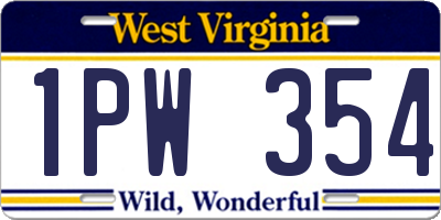 WV license plate 1PW354