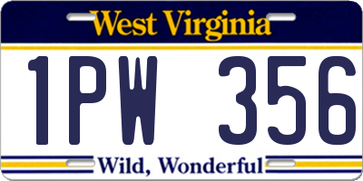 WV license plate 1PW356