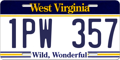 WV license plate 1PW357
