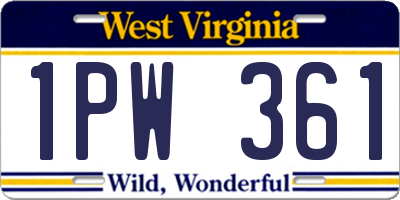 WV license plate 1PW361