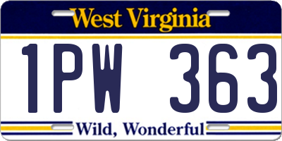 WV license plate 1PW363