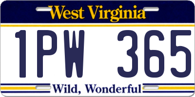WV license plate 1PW365