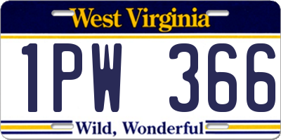WV license plate 1PW366