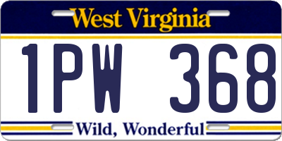 WV license plate 1PW368
