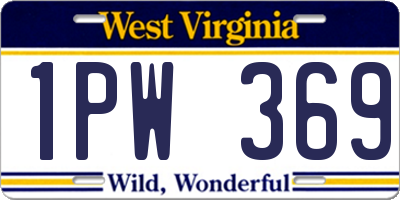 WV license plate 1PW369