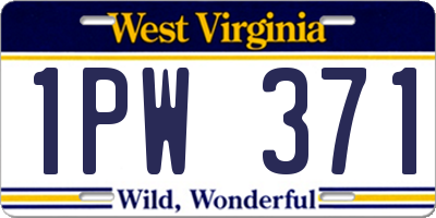 WV license plate 1PW371