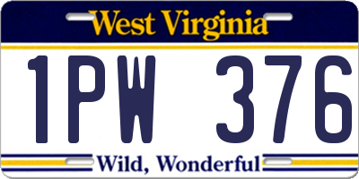 WV license plate 1PW376