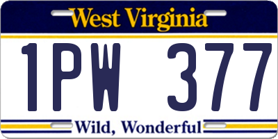WV license plate 1PW377