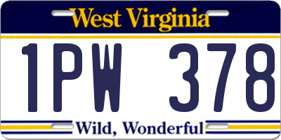 WV license plate 1PW378