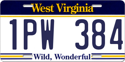 WV license plate 1PW384