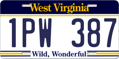 WV license plate 1PW387