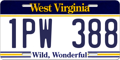 WV license plate 1PW388