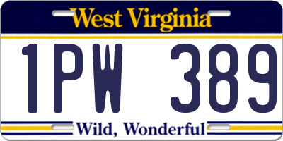WV license plate 1PW389