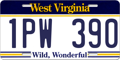 WV license plate 1PW390