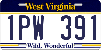 WV license plate 1PW391