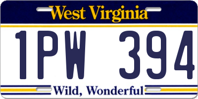 WV license plate 1PW394