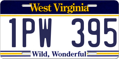 WV license plate 1PW395