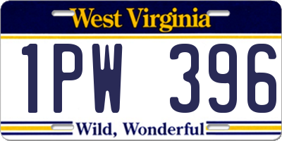 WV license plate 1PW396