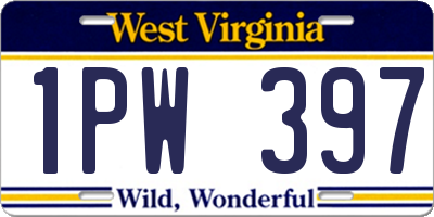 WV license plate 1PW397