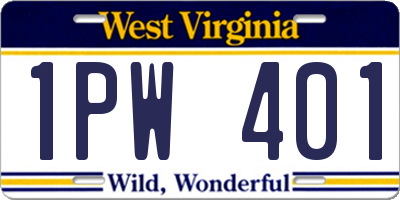 WV license plate 1PW401
