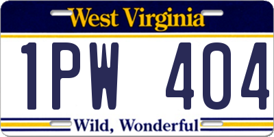 WV license plate 1PW404