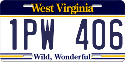 WV license plate 1PW406