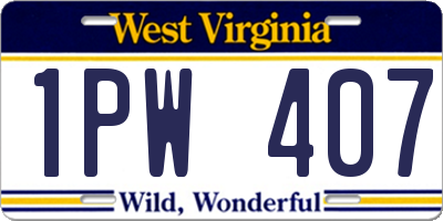 WV license plate 1PW407