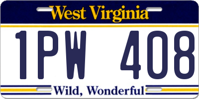 WV license plate 1PW408