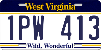 WV license plate 1PW413