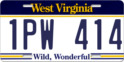WV license plate 1PW414