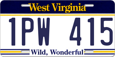WV license plate 1PW415