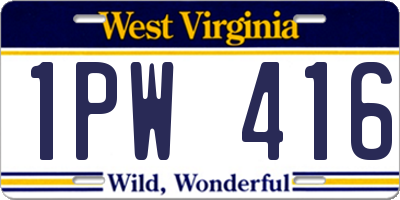 WV license plate 1PW416