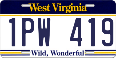 WV license plate 1PW419