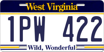 WV license plate 1PW422
