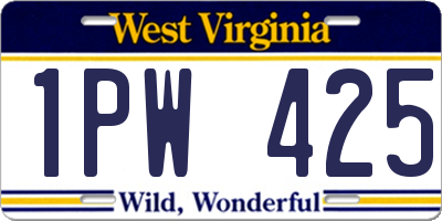 WV license plate 1PW425